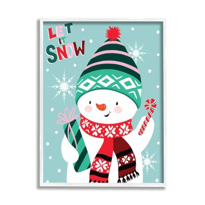 Stupell Industries Let It Snow Jolly Snowman Candy Cane Snowflakes, Design by Jo Taylor
