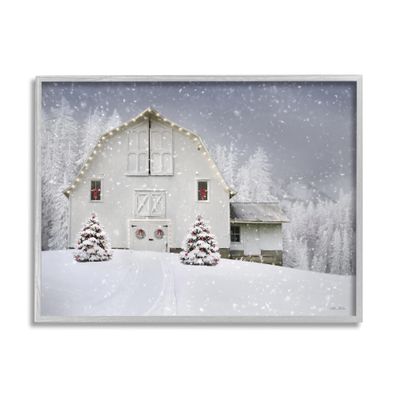Stupell Industries White Winter Snowfield Barn Cozy Christmas Scenery, Design by Lori Deiter