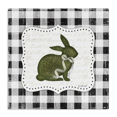 Stupell Industries 'Festive Easter Bunny Ribbon Spring Plaid Pattern', Canvas Art, 24 x 24 Inches, Easy to Hang and Sturdy, Made in USA, by Jennifer Pugh