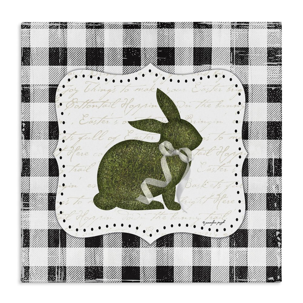 Stupell Industries 'Festive Easter Bunny Ribbon Spring Plaid Pattern', Canvas Art, 24 x 24 Inches, Easy to Hang and Sturdy, Made in USA, by Jennifer Pugh