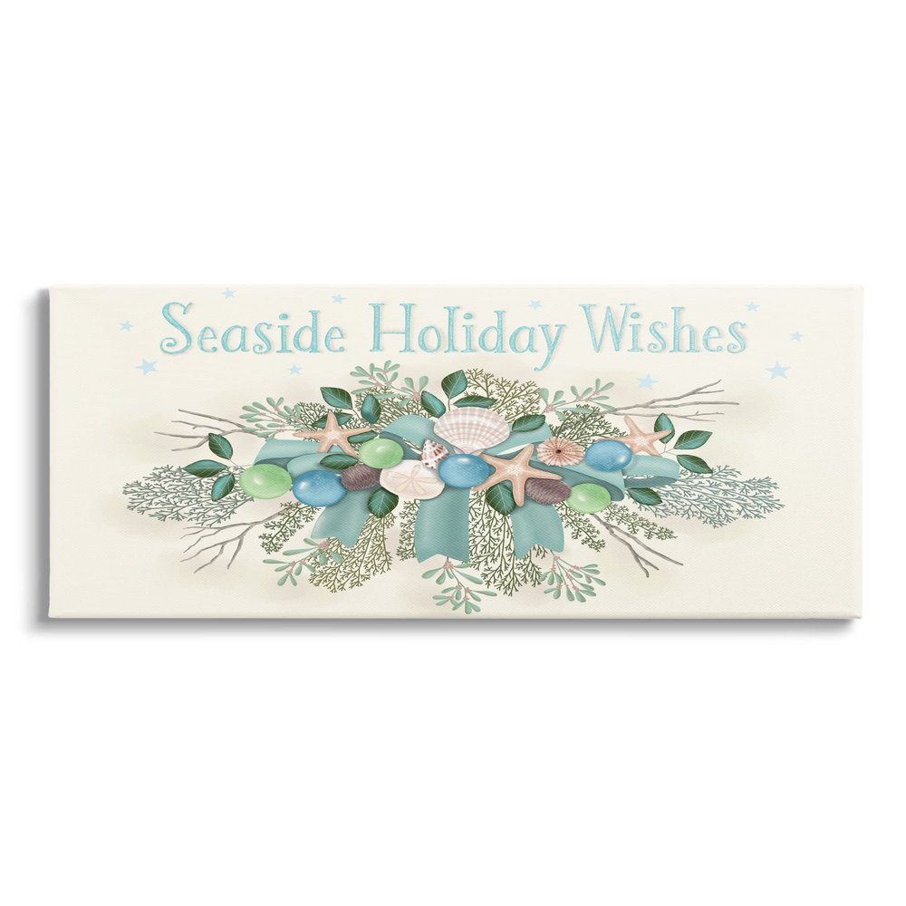 Stupell Industries Seaside Holiday Wishes Beach Coral Seashells Arrangement, Design by Darlene Seale