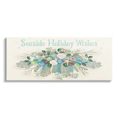 Stupell Industries Seaside Holiday Wishes Beach Coral Seashells Arrangement, Design by Darlene Seale