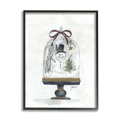 Stupell Industries Snowman Winter Scenery Snow Globe Rustic Detail,Design by Julie Norkus