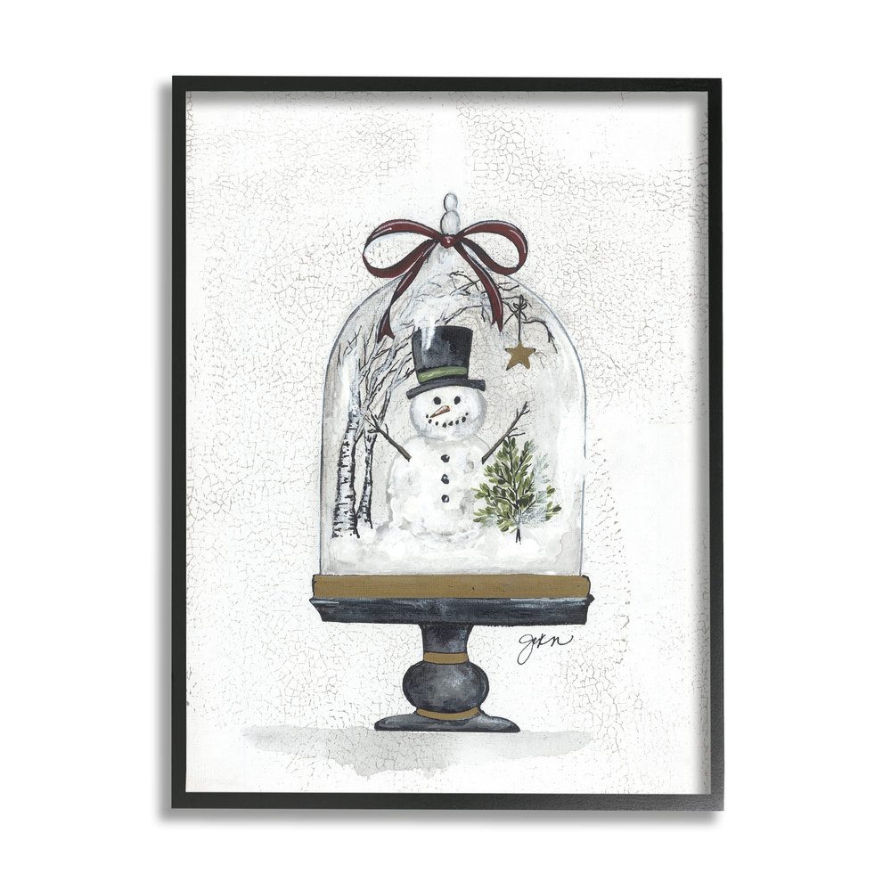 Stupell Industries Snowman Winter Scenery Snow Globe Rustic Detail,Design by Julie Norkus
