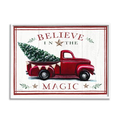 Stupell Industries Believe In Magic Red Vintage Truck Country Holiday Tree, Design by Elizabeth Tyndall