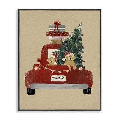 Stupell Industries 'Dogs Wearing Festive Hats Christmas Tree Truck ', Framed Giclee Art, Black, 11 x 14 Inches, Easy to Hang and Sturdy, Made in USA, by Laura Konyndyk