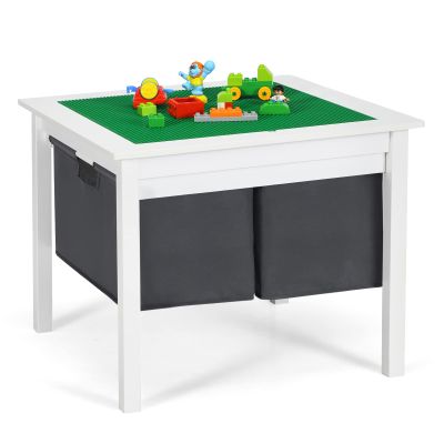 Costzon Kids Table, Children Wooden Activity Table w/Storage Drawers, 2 in 1 Building Block Tabletop for Arts, Crafts, Reading, Preschool, Nursery, Kindergarten, Toddler Table (White)