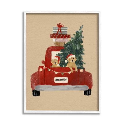 Stupell Industries Dogs Wearing Festive Hats Christmas Tree Truck, Design by Laura Konyndyk