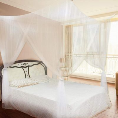 King Twin Full Size Canopy Bed for Adults Bedroom Kids Room Camping Lights Screen Netting Curtains(White) , 4 Corner Post Bed Canopy Bedroom Canopy Curtains , 4 Corner Post Bed Canopy Bedroom Canop