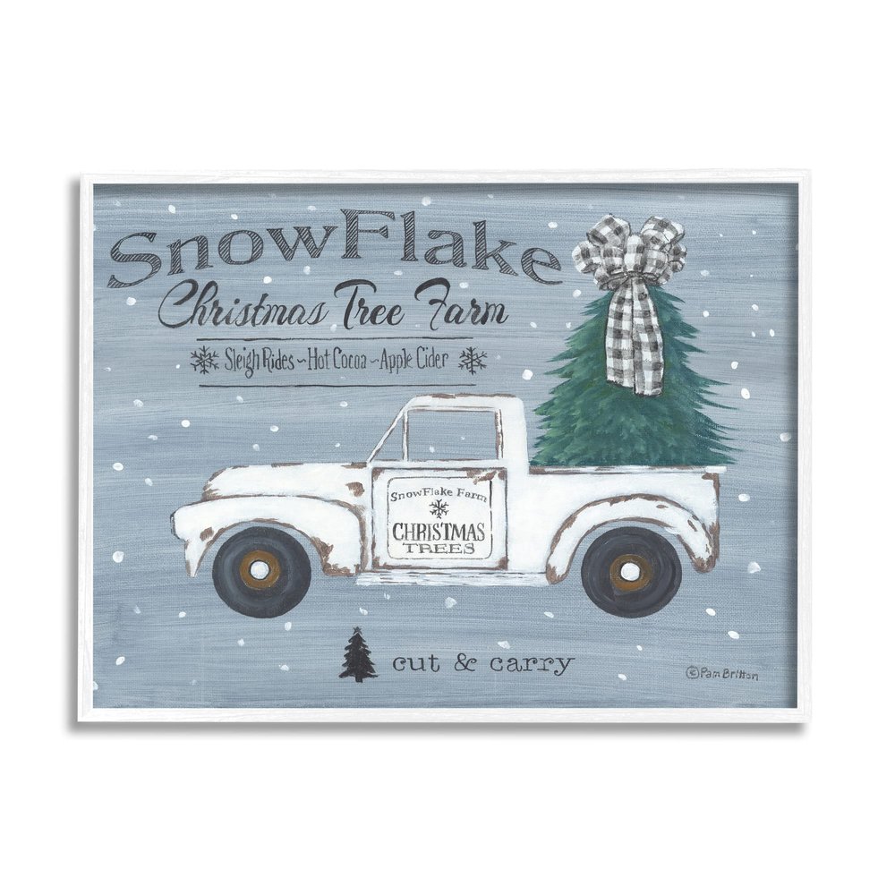 Stupell Industries Christmas Tree Farm Rustic Weathered Truck Sign, Design by Pam Britton