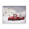 Stupell Industries Red Truck Parked Snowy Decorated Christmas Barn, Design by Lori Deiter view 1