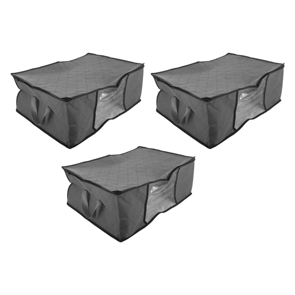 3pcs Quilt Storage Bag underbed Storage Bins Large Clothes Storage Organizer Under Bed Storage Heavy Duty Storage bin Sundries Organizer Blanket Bag Non-Woven Fabric High Capacity