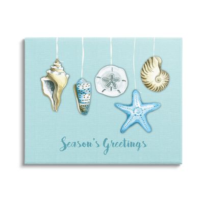 Stupell Industries Season's Greetings Festive Beach Holiday Seashells Hanging,Design by Sharon Lee