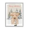 Stupell Industries Merry Christmas Fuzzy Baby Calf Cattle Striped Scarf, Design by Leah Stratsma view 1