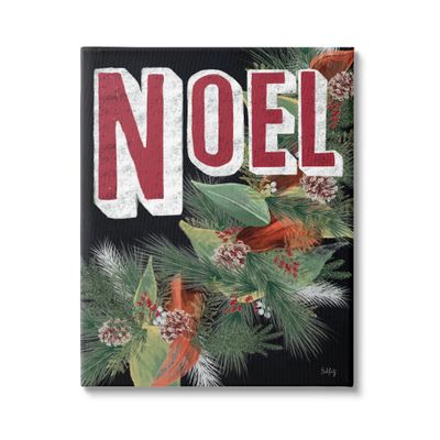 Stupell Industries Vintage Noel Text Snow Dusted Botanicals Pinecones, Design by Heidi Kuntz
