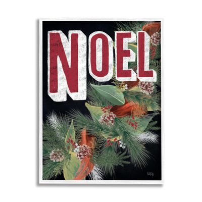 Stupell Industries Vintage Noel Text Snow Dusted Botanicals Pinecones, Design by Heidi Kuntz