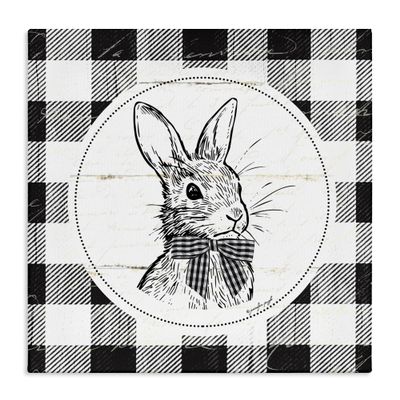 Stupell Industries 'Detailed Easter Bunny Drawing Spring Plaid Border', Canvas Art, 17 x 17 Inches, Easy to Hang and Sturdy, Made in USA, by Jennifer Pugh