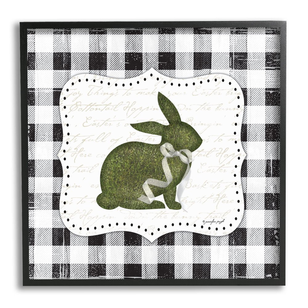 Stupell Industries Festive Easter Bunny Ribbon Spring Plaid Pattern, Design by Jennifer Pugh
