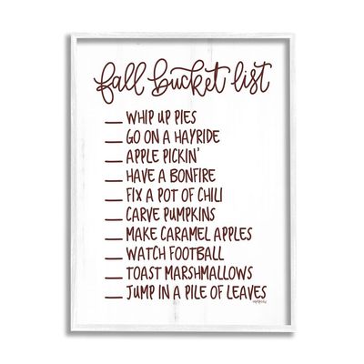 Stupell Industries Fall Bucket List Seasonal Typography Grain Pattern, Design by Imperfect Dust