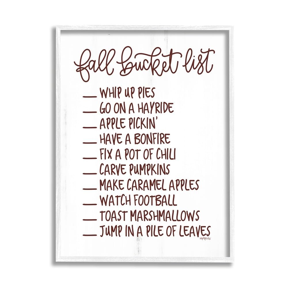 Stupell Industries Fall Bucket List Seasonal Typography Grain Pattern, Design by Imperfect Dust