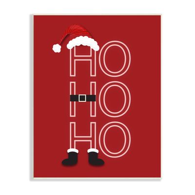 Stupell Industries Ho-Ho-Ho Clever Red Santa Claus Outfit Typography, Design by Linda Birtel