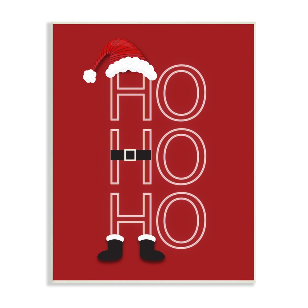 Stupell Industries Ho-Ho-Ho Clever Red Santa Claus Outfit Typography, Design by Linda Birtel