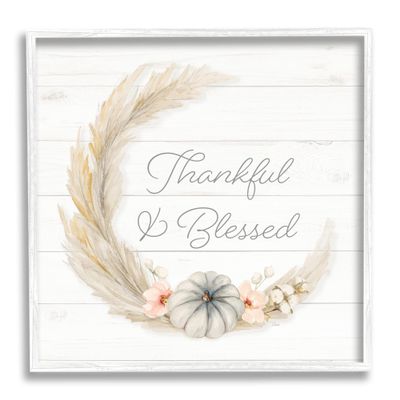 Stupell Industries Thankful & Blessed Tender Autumnal Phrase Wreath, Design by Patricia Pinto