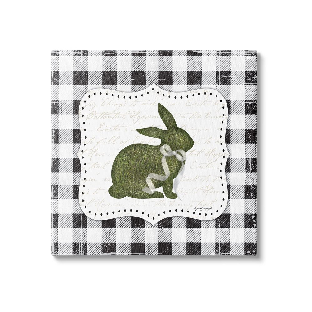 Stupell Industries Festive Easter Bunny Ribbon Spring Plaid Pattern, Design by Jennifer Pugh