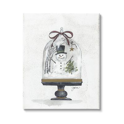 Stupell Industries Snowman Winter Scenery Snow Globe Rustic Detail,Design by Julie Norkus