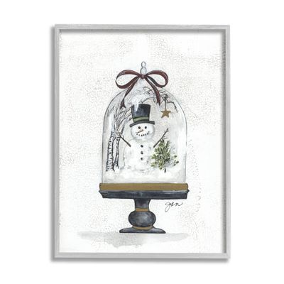 Stupell Industries Snowman Winter Scenery Snow Globe Rustic Detail,Design by Julie Norkus