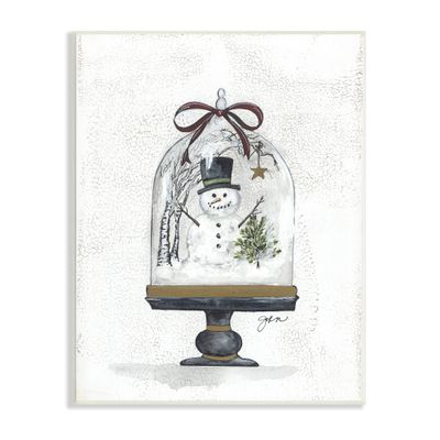 Stupell Industries Snowman Winter Scenery Snow Globe Rustic Detail,Design by Julie Norkus