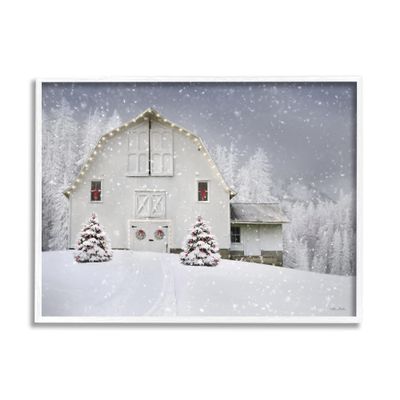 Stupell Industries White Winter Snowfield Barn Cozy Christmas Scenery, Design by Lori Deiter