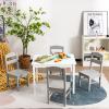 Costzon Kids Table and Chair Set, 5 Piece Wood Activity Table & Chairs for Arts, Crafts, Homework, Snack Time, Preschool Furniture, Gift for Boys Girls, Toddler Table and Chair Set (Grey & White) view 2