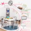 Costzon Kids Table and Chair Set, 5 Piece Wood Activity Table & Chairs for Arts, Crafts, Homework, Snack Time, Preschool Furniture, Gift for Boys Girls, Toddler Table and Chair Set (Grey & White) view 4