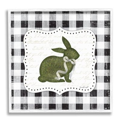 Stupell Industries Festive Easter Bunny Ribbon Spring Plaid Pattern, Design by Jennifer Pugh