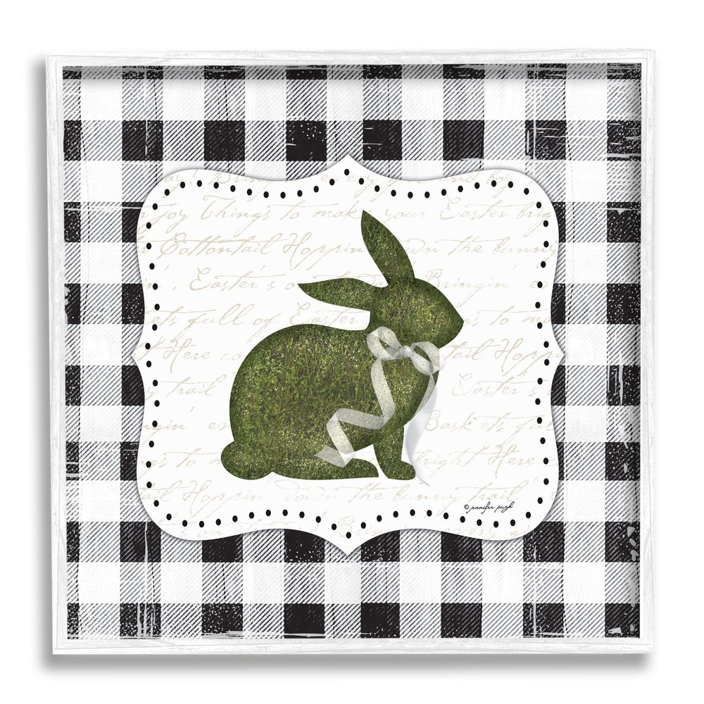 Stupell Industries Festive Easter Bunny Ribbon Spring Plaid Pattern, Design by Jennifer Pugh