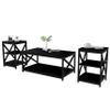 Bigbiglife Living Room Coffee Table Set of 3, Industrial X-Design Coffee Table and 2 End Side Tables, 3 Piece Living Room Table Set with Large Storage for Apartment Home (Black) view 1