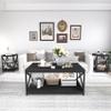 Bigbiglife Living Room Coffee Table Set of 3, Industrial X-Design Coffee Table and 2 End Side Tables, 3 Piece Living Room Table Set with Large Storage for Apartment Home (Black) view 2