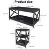 Bigbiglife Living Room Coffee Table Set of 3, Industrial X-Design Coffee Table and 2 End Side Tables, 3 Piece Living Room Table Set with Large Storage for Apartment Home (Black) view 3