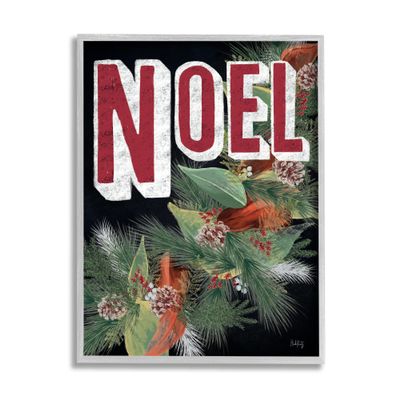 Stupell Industries Vintage Noel Text Snow Dusted Botanicals Pinecones, Design by Heidi Kuntz