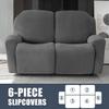 XVBVS Velvet Recliner Sofa Cover Split Reclining Couch Cover Stretch Recliner Sofa Slipcovers Anti-Slip Furniture Covers with Elastic Bottom for Living Room (Color : Gray, Size : 2 Seater 6-Piece) view 2