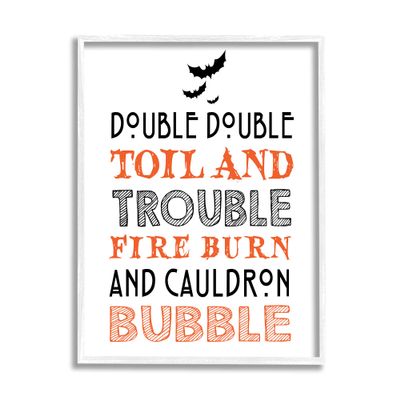 Stupell Industries Black & Orange Halloween Bats Typography Spell Incantation, Design by Lettered and Lined