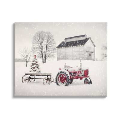 Stupell Industries Festive Red Christmas Tractor Niveous Countryside Flurries, Design by Lori Deiter