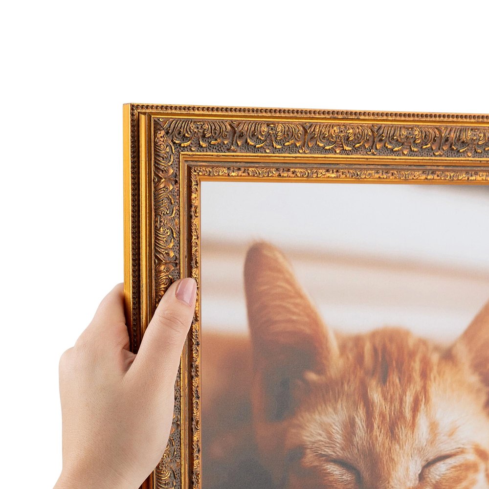 ArtToFrames 5x24 Inch Gold Picture Frame, This 1.63 Inch Custom Poster Frame is Gold with Green Tones - Comes with Economy Acrylic and Corrugated Backing (2WOMOM79000-5x24)