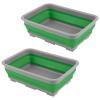Collapsible Bucket for Cleaning 2-Pack - 7.27L Foldable Wash Bin Dish Tubs - Collapsible Wash Basin or Camping Sink Set for Beach, Tailgating or Soaking Laundry - Cleaning Supplies by Wakeman (Green) view 1