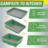 Collapsible Bucket for Cleaning 2-Pack - 7.27L Foldable Wash Bin Dish Tubs - Collapsible Wash Basin or Camping Sink Set for Beach, Tailgating or Soaking Laundry - Cleaning Supplies by Wakeman (Green) view 4