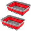 Collapsible Bucket for Cleaning 2-Pack - 7.27L Foldable Wash Bin Dish Tubs - Collapsible Wash Basin or Camping Sink Set for Beach, Tailgating or Soaking Laundry - Cleaning Supplies by Wakeman (Red) view 1