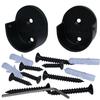 Closet Rod Support Flanges with Screw On Attachment | Heavy Duty Clothes Pole End Sockets for Wardrobes | Black | 2 Pair view 1