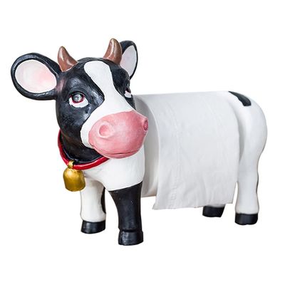 Paper Towel Holder for Kitchen Resin Cow Paper Towel Stand Paper Towel Rack for Desktop Paper Towel Dispenser Countertop Animal Toilet Paper Holder (Color : White, Size : 19 * 28-39cm)