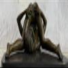 Bronze Sculpture Signed Olivino Gorgeous Nude Model Posing for Camera Statue Deal by Think Bronze Artwork Decorative Gift view 2